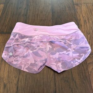 Lululemon Pink Camouflage Speed Up shorts
